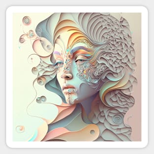 A Fractal Pattern Featuring A Beautiful Woman Sticker